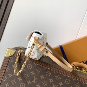 Alternative view of This Wallet On Chain Ivy draws inspiration from the millennial-era Sac Recoleta, paying homage to the 130th anniversary of Louis Vuitton's iconic Monogram pattern with a contemporary twist.The classic pattern is reinterpreted in vibrant colors, complementing the brand's signature canvas. This bag is part of the Louis Vuitton x Murakami collaboration, featuring gold-tone hardware including a chain with the motif design. Inside, multiple card slots and pockets showcase exceptional taste.23.5 x 12 x 4.3 cm (L x H x W) Colorful/white coated canvas Cowhide leather trim Cowhide leather lining Gold-tone hardware Magnetic closure 3 card slots Patch pocket Zip pocket Main compartment fits: 6.7-inch smartphone, earphones, Romy card case, sunglasses, keys, lipstick Shoulder strap:Detachable, adjustable shoulder strap Vertical height: 22.5 cm Maximum vertical height: 44.0 cm Chain strap: Detachable Vertical height: 18.5 cm View more